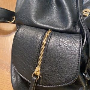 Black backpack/ purse real leather